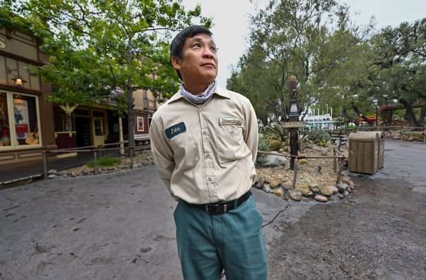 Arborist John Nguyen in Frontierland at Disneyland in Anaheim on Thursday, June 25, 2026. Nguyen and his team tale care of the tress in the park, including climbing to the top os a 100-foot pine that hides visitors' views of the 147-foot-tall Matterhorn Bobsleds when they are in Frontierland. (Photo by Jeff Gritchen, Orange County Register/SCNG)