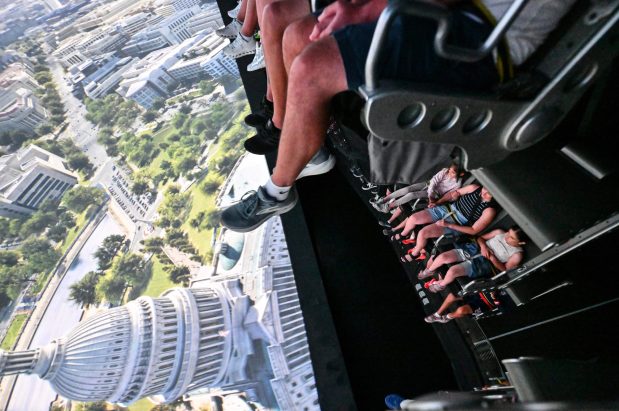 Riders fly over The U.S. Capitol during opening day of Soarin' Across America at Disney California Adventure in Anaheim on Thursday, July 2, 2026. The patriotic nod to the United States' Semiquincentennial temporary replaces Soarin' over the World. (Photo by Jeff Gritchen, Orange County Register/SCNG)