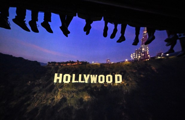 Riders approach the Hollywood Sign during opening day of Soarin' Across America at Disney California Adventure in Anaheim on Thursday, July 2, 2026. The patriotic nod to the United States' Semiquincentennial temporary replaces Soarin' over the World. (Photo by Jeff Gritchen, Orange County Register/SCNG)