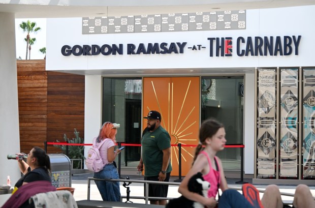 The new Gordon Ramsay at the Carnaby at Downtown Disney on July 13, 2026, in Anaheim. "Hell's Kitchen" celebrity chef Gordon Ramsay's British-themed gastropub pairs the fiery TV persona's iconic British dishes with a 1960s British Invasion-themed restaurant. The restaurant will soft-open for dinner on Monday, July 13.￼ (Photo by Jeff Gritchen, Orange County Register/SCNG)