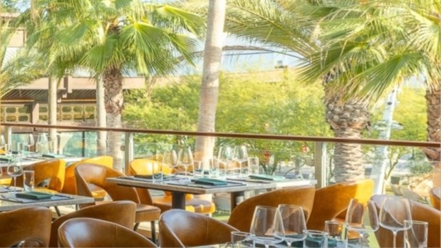 The outdoor patio of the Gordon Ramsay at the Carnaby gastropub in Downtown Disney. (Courtesy of Disneyland)