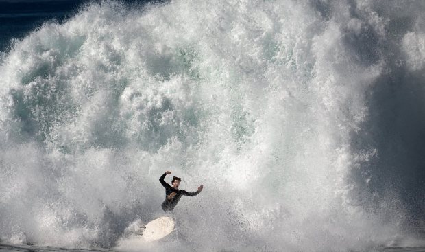Will Hurricane Genevieve be bigger than early June's swell that brought massive waves to the Wedge in Newport Beach? (Photo by Mindy Schauer, Orange County Register/SCNG)