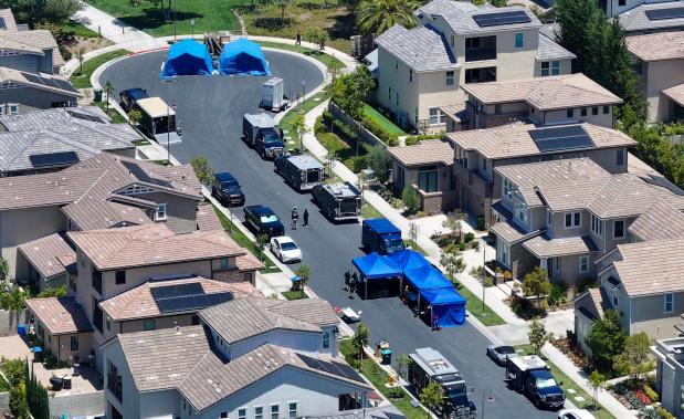Police and the FBI respond to a call about a chemical odor coming from a home on Crater in the Altair neighborhood of Irvine on Thursday, July 9, 2026. It's the same neighborhood where earlier this year 17-year-old Amalvin Fritz created a lab in the garage of his family's home causing FBI and hazmat crews to respond. (Photo by Jeff Gritchen, Orange County Register/SCNG)