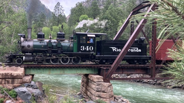 Knott's Berry Farm Locomotive 340 operates on the Durango & Silverton line. (Courtesy of Randy Babcock/Durango & Silverton Narrow Gauge Railroad)