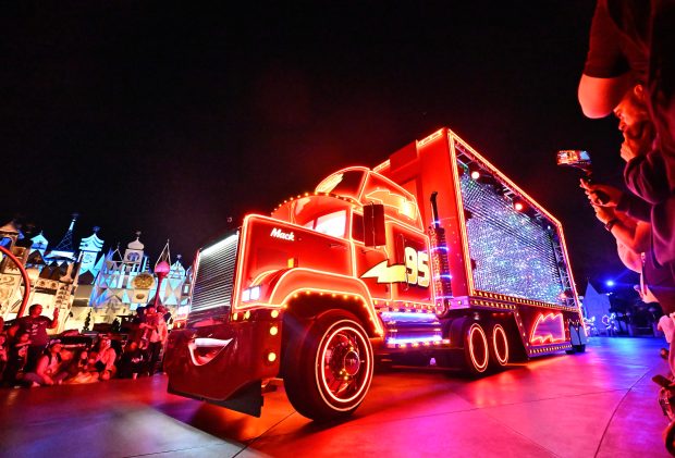 The Paint the Night Parade travels past It's a Small World at Disneyland in Anaheim, CA, on Wednesday, May 14, 2025. Disneyland is celebrating its 70th anniversary from May 16, 2025 through summer 2026.(Photo by Jeff Gritchen, Orange County Register/SCNG)
