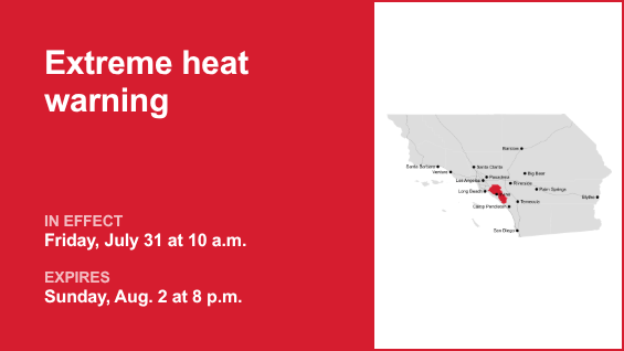 Orange County placed under an extreme heat warning from Friday to Sunday – Orange County Register