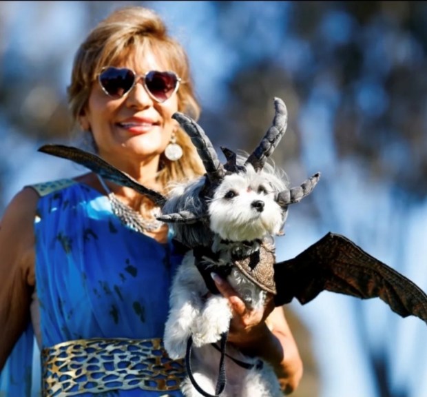 Poway resident Mary Caraway and her dog, Madison, dressed as the mother of dragons and her dragon from "Game of Thrones." (Courtesy of Mary Caraway)