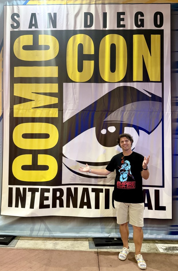 Robert Fromhart of Poway wearing an "Empire Strikes Back" T-shirt from the "Star Wars" series at San Diego Comic-Con. (Courtesy of Robert Fromhart)