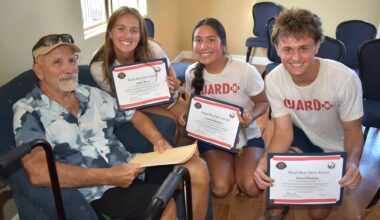 Four Rancho Bernardo Swim & Tennis Club lifeguards honored for saving a man