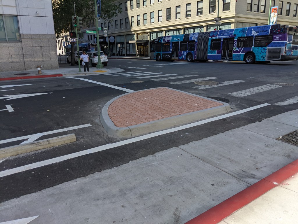 Oakland's Franklin Street Protected Bike Lane Nears Completion