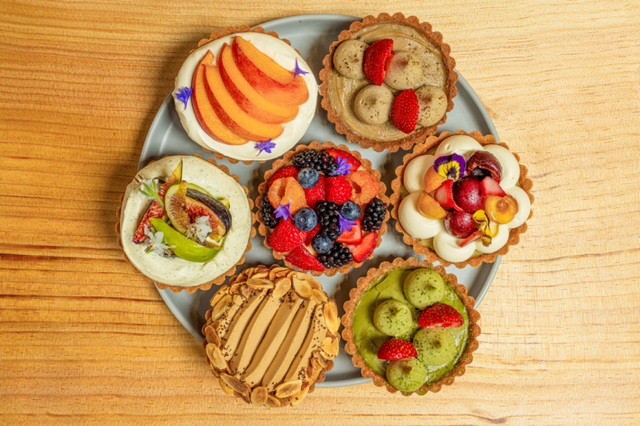 A selection of colorful, varied tarts at Pinecone Bakeshop