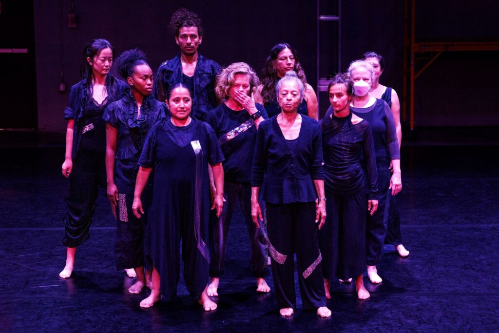 Dance Band: On the Verge - Cheryl Ashbury, Cheryl Banks-Smith, Julieta Garza, Sarah Leddy, Elle Lewis, Carol McDowell, Alicia Moseley, Sára Raušalová, and Edwin Sigüenza in "#OMGODDESS", Choreography by Sarah Leddy - Photo by Daniel Stamm.