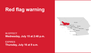 Red flag warning in place for 5 Freeway north of LA until Thursday morning – enhanced fire threat – Orange County Register