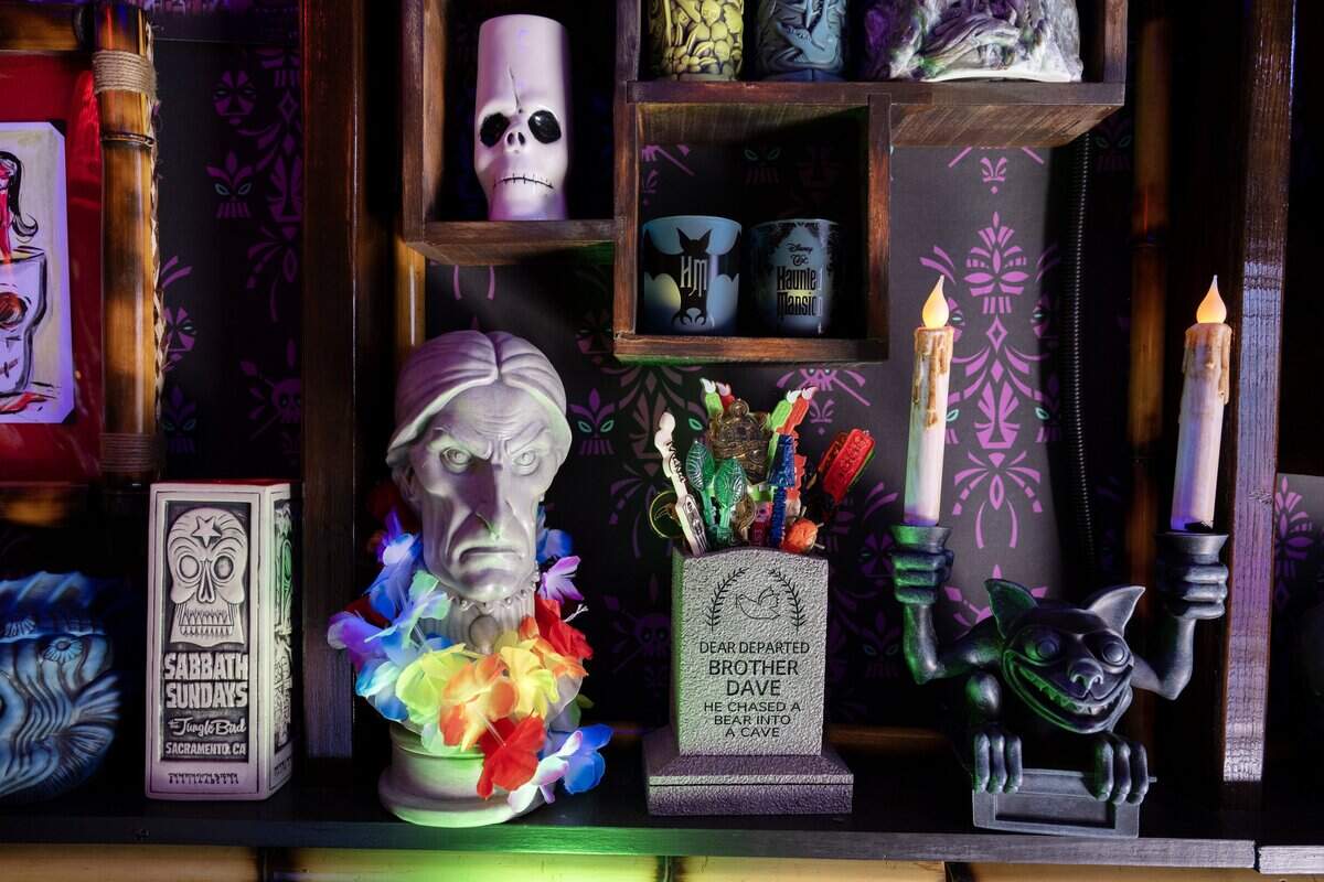 Matt Mitchell showcases his tiki room in the backyard of his Rancho Cordova home on Tuesday, July 7, 2026.