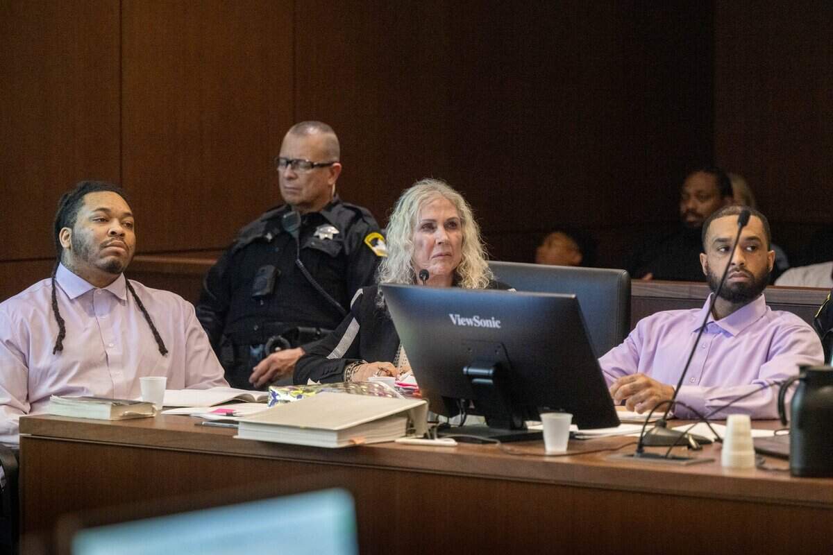 Defense attorney Linda Parisi listens as Reid Kingsbury argues on behalf of defendants Dandrae Martin and Mtula Payton, who are accused of murder in the April 2022 K Street mass shooting, during closing arguments at Sacramento Superior Court on Wednesday, June 24, 2026.