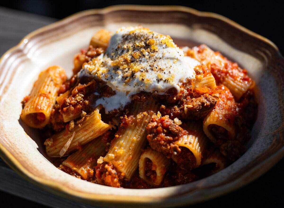 The rigatoni Bolognese at Husick's by Forester restaurant in Clarksburg on July 23.