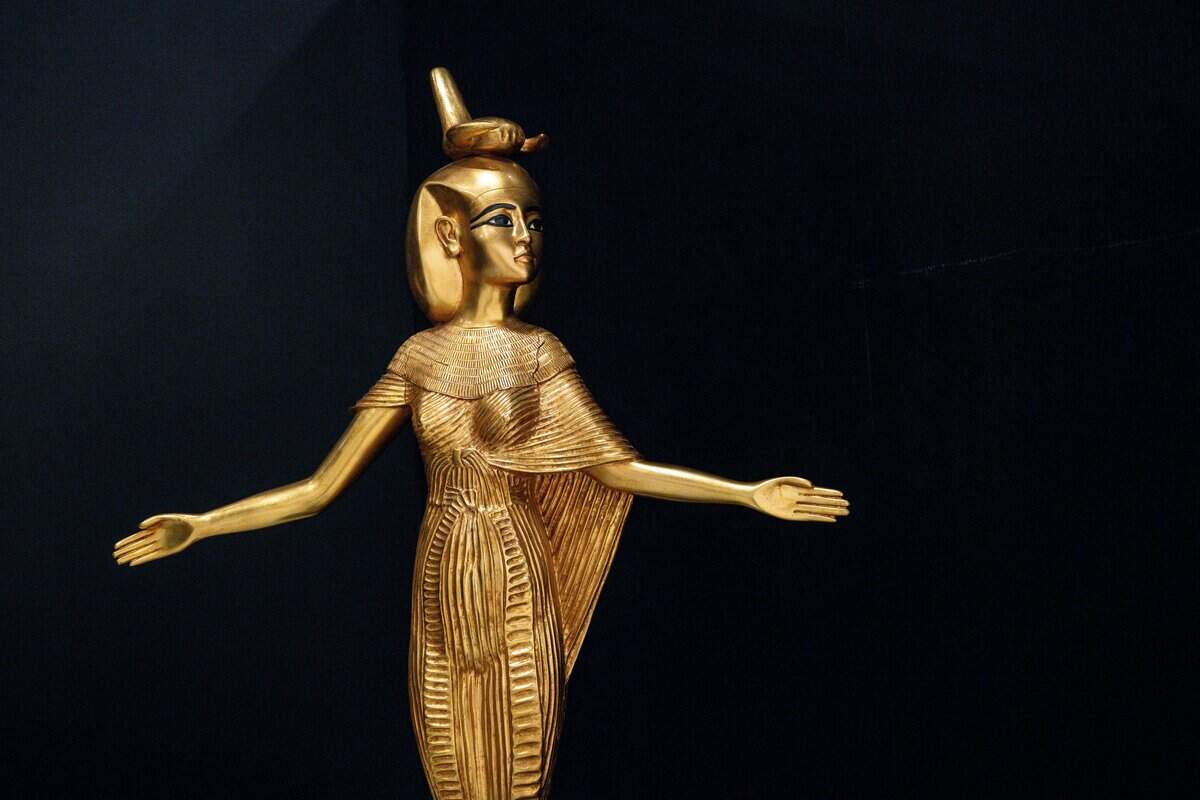 An ancient Egypt-themed King Tut replica exhibition is seen during the California State Fair media day at Cal Expo in Sacramento on Wednesday.