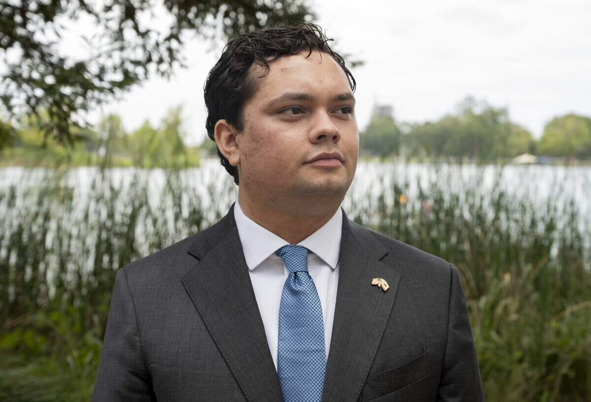 Zachariah Wooden, a Republican candidate who lost the primary election for California’s Congressional District 7 seat, poses for a portrait in Woodbridge earlier this month.