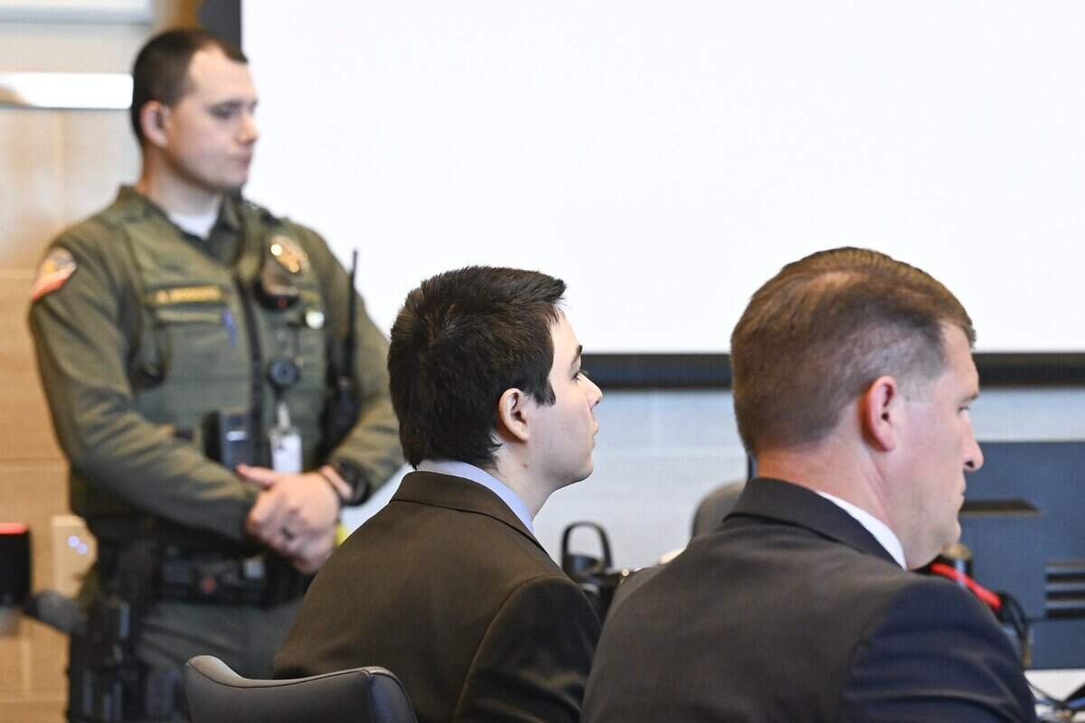 Carlos Dominguez, center, appears in Yolo Superior Court in Woodland on Wednesday, July 22, 2026 for the second phase for his trial for the stabbing deaths of two men in Davis in 2023. A judge declared Carlos Dominguez insane, and he will be committed to a state hospital.