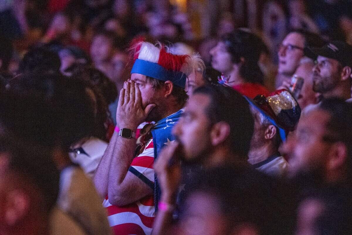 Kyle O’Neill reacts after Belgium scores its third goal against the United States during a watch party for the FIFA World Cup match at Memorial Auditorium in Sacramento on July 6.