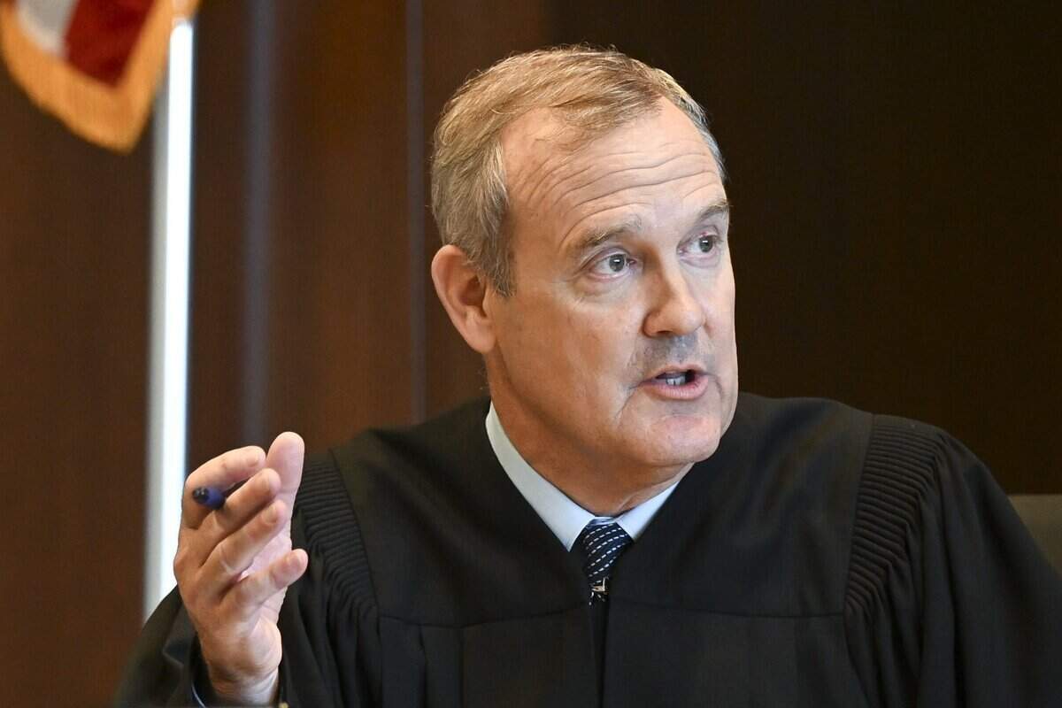 Judge Samuel T. McAdam addresses the court during the second phase of Carlos Reales Dominguez’s trial at Yolo Superior Court in Woodland on Wednesday. Dominguez was on trial for the stabbing deaths of two men in a 2023 Davis knife rampage.