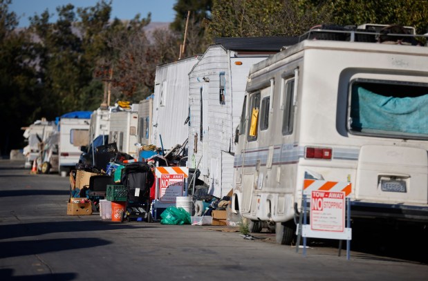 RV's are parked along Asbury Street next to Columbus Park in San Jose, Calif., on Tuesday, July 29, 2025. (Nhat V. Meyer/Bay Area News Group)