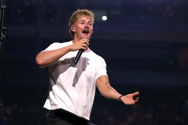 Forrest Frank performs during a Christian music concert at Oakland Arena in Oakland, Calif., on Tuesday, July 14, 2026. (Ray Chavez/Bay Area News Group)