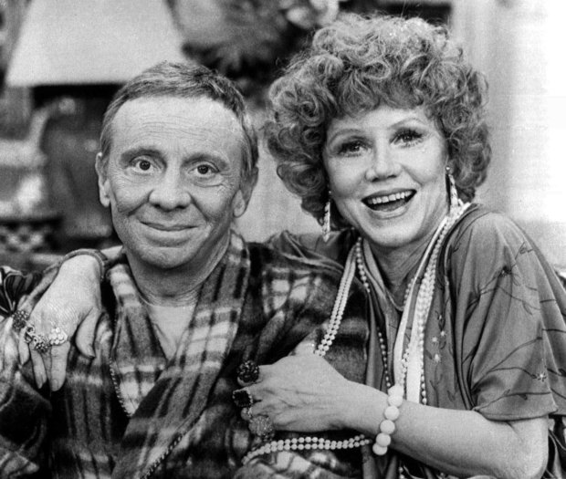 Norman Fell, left, and Audra Lindley played Stanley and Helen Roper on the sitcom "Three's Company." (AP Photo/File)