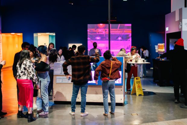 Visitors take part in activities at the Tech Interactive during the Tech@Nite "Love Labs" edition on Feb. 12, 2026 in downtown San Jose. (Photo by Alex Knowbody)
