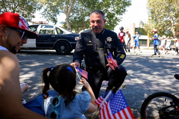 Paul Joseph, Chief of Police for the San José Police Department, during the RW&B Parade along The Alameda in San Jose, Calif., on Saturday, July 4, 2026. (Shae Hammond/Bay Area News Group)