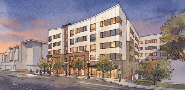 Affordable housing development at 295 South Mathilda Avenue in downtown Sunnyvale, concept.(Dahlin Group)