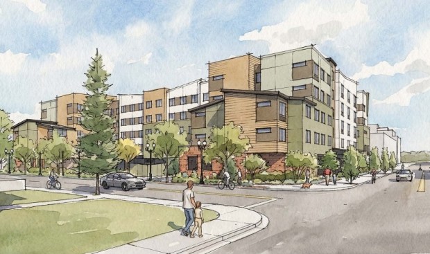 Affordable housing development at 295 South Mathilda Avenue in downtown Sunnyvale, concept.(Dahlin Group)