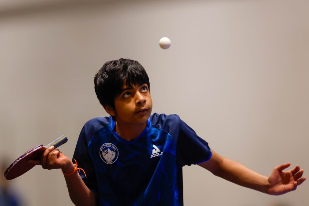 Rishab Rao, of Denver, competes during the 2026 U.S. National Table Tennis Championships at the San Jose McEnery Convention Center in San Jose, Calif., on Tuesday, July 7, 2026. (Shae Hammond/Bay Area News Group)