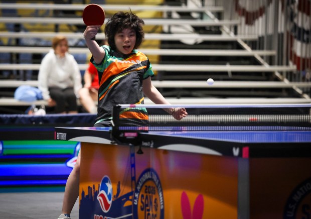 Lilian Ma competes in the women's doubles semi finals during the 2026 U.S. National Table Tennis Championships at the San Jose McEnery Convention Center in San Jose, Calif., on Tuesday, July 7, 2026. (Shae Hammond/Bay Area News Group)