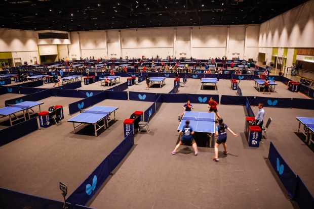 Athletes compete during the 2026 U.S. National Table Tennis Championships at the San Jose McEnery Convention Center in San Jose, Calif., on Tuesday, July 7, 2026. (Shae Hammond/Bay Area News Group)