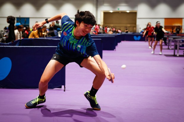 William Feng competes in the U19 boys' singles during the 2026 U.S. National Table Tennis Championships at the San Jose McEnery Convention Center in San Jose, Calif., on Tuesday, July 7, 2026. (Shae Hammond/Bay Area News Group)