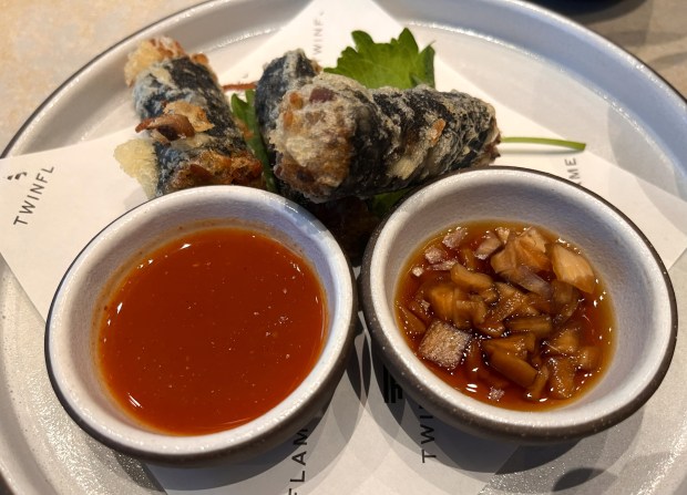 The gim-mari appetizer is served at new Oakland restaurant Twinflame, which opened in July 2026.(John Metcalfe/Bay Area News Group)
