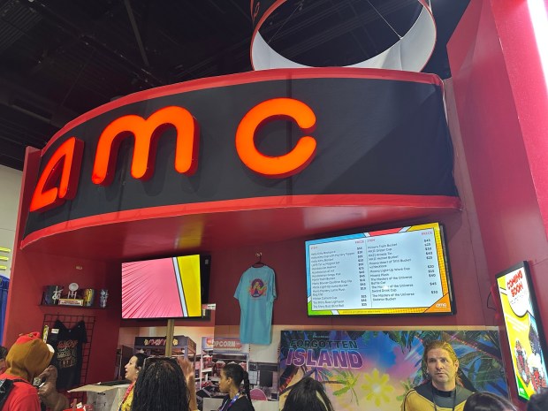 AMC Theatres made an appearance inside the exhibit hall as booth No. 3945. This was the scene Friday at Comic-Con. (Maya Santiago / The San Diego Union-Tribune)