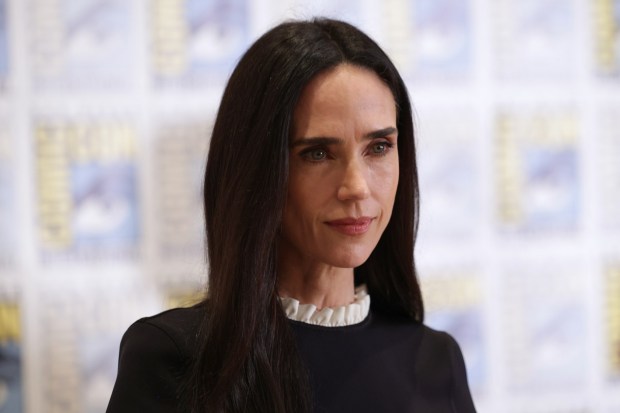 Jennifer Connelly arrives at the Apple TV press line to promote "Dark Matter" during Comic-Con International on Saturday, July 25, 2026, in San Diego. (Photo by Andrew Park/Invision/AP)
