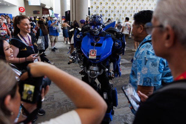 San Diego, California - Vince Martinez, of San Diego, cosplays as Bumble Bee from the film "Transformers" during Comic-Con on Saturday, July 25, 2026. (Kristian Carreon / The San Diego Union-Tribune)