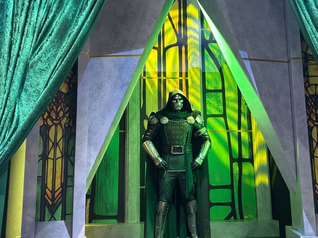 The Latverian Witch, seen in three different colored robes the past three days of Comic-Con, has now been replaced by Dr. Doom. (Madeleine Kashkooli / The San Diego Union-Tribune)