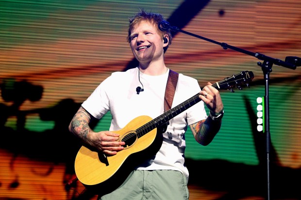Ed Sheeran's Tuesday night concert at Petco Park marked the first full-stadium solo acoustic concert at the downtown ballpark. He is shown here performing at the 2025 Coachella Valley Music & Arts Festival in Indio. (Andy Holzman)