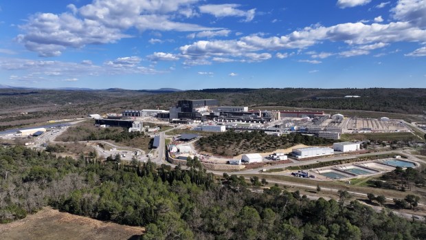 An aerial view from April 2026 of the construction of the ITER nuclear fusion project in southern France. Experiments are scheduled to start in 2034. (ITER)