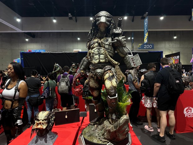 A $3,758 figurine of the Jungle Hunter from the 1987 science action movie "Predator." (Maya Santiago / The San Diego Union-Tribune)