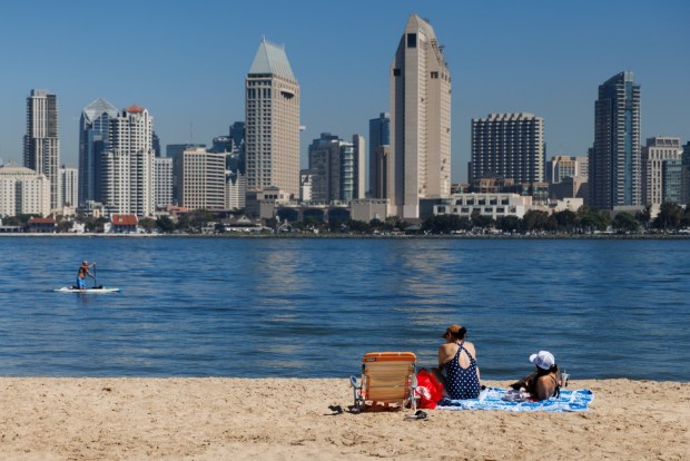 Downtown San Diego as seen from Coronado in March. (Kristian Carreon / The San Diego Union-Tribune)