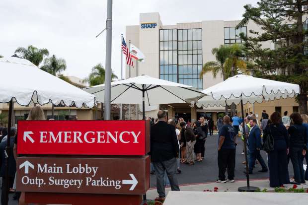 Oceanside, CA - A new sign is revealed at the newly renamed Sharp Tri-City Medical Center dedicating the approval of Sharp taking over management on Wednesday, July 1, 2026, in Oceanside, CA. (Brandon Pollard / The San Diego Union-Tribune)