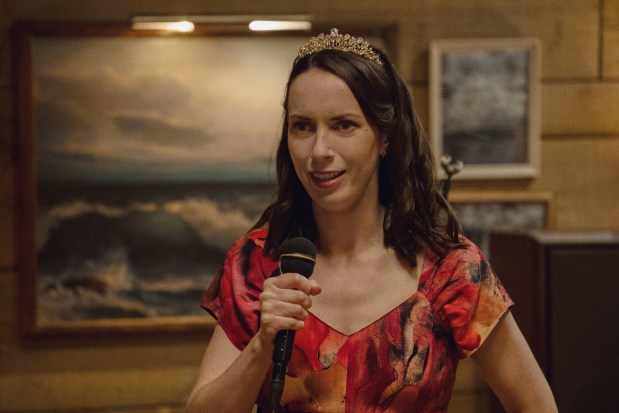 This image released by Apple TV+ shows Kate O'Flynn in a scene from "Widow's Bay." (Apple TV+ via AP)