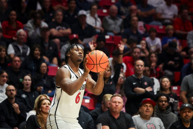 San Diego State's Latrell Davis has been scoring at will in the Swish League. (Meg McLaughlin / The San Diego Union-Tribune)