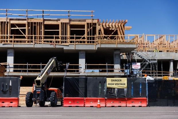 Construction of a housing complex on the former site of Perry's Cafe on Pacific Highway on Thursday, July 23, 2026. (Kristian Carreon / The San Diego Union-Tribune)