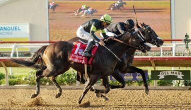 Listenupshance grabs shock win in Bing Crosby Stakes; Cornucopian injured – San Diego Union-Tribune